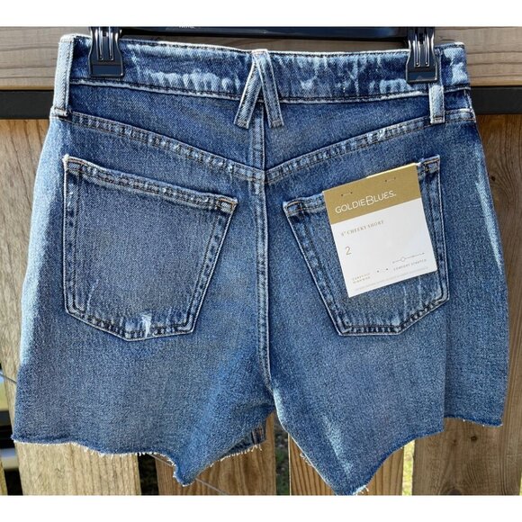 Goldie Blues Womens 5" Cheeky High-Rise Denim Shorts Curvy Fit Comfort Size 2 - Picture 2 of 6